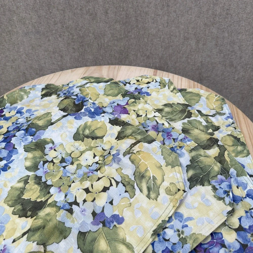 VTG Placemats Set of 4 OS Blue Green Hydrangea Floral Clipped Corner